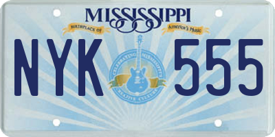 MS license plate NYK555