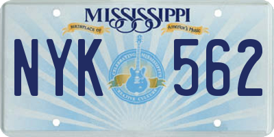 MS license plate NYK562