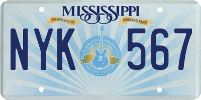 MS license plate NYK567