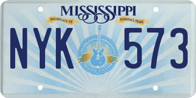 MS license plate NYK573