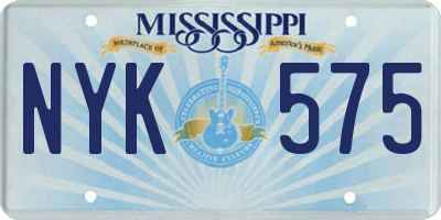 MS license plate NYK575