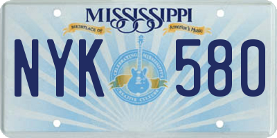 MS license plate NYK580
