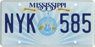 MS license plate NYK585
