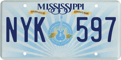 MS license plate NYK597