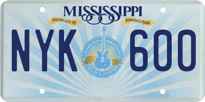 MS license plate NYK600