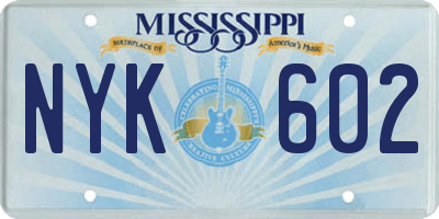MS license plate NYK602
