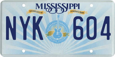 MS license plate NYK604