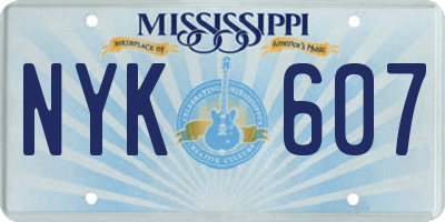 MS license plate NYK607