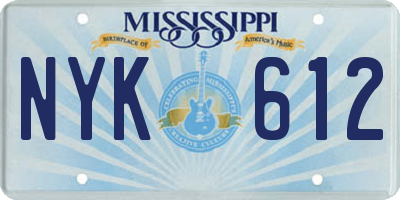 MS license plate NYK612