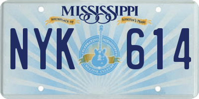 MS license plate NYK614