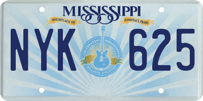 MS license plate NYK625