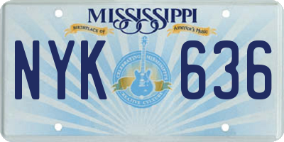 MS license plate NYK636