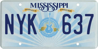 MS license plate NYK637
