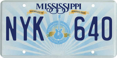 MS license plate NYK640