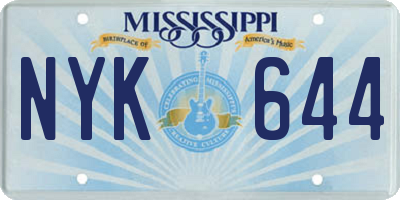 MS license plate NYK644