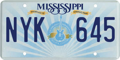 MS license plate NYK645