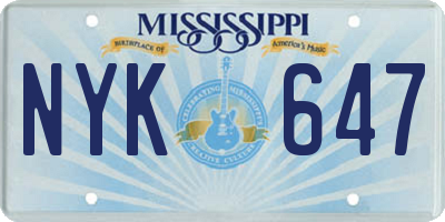 MS license plate NYK647
