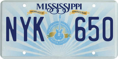 MS license plate NYK650