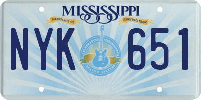 MS license plate NYK651