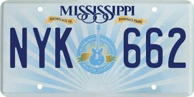 MS license plate NYK662