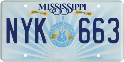 MS license plate NYK663