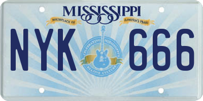 MS license plate NYK666
