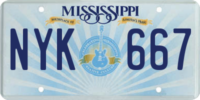 MS license plate NYK667