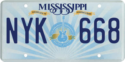MS license plate NYK668