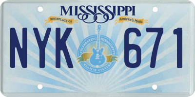 MS license plate NYK671