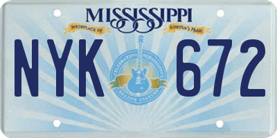 MS license plate NYK672