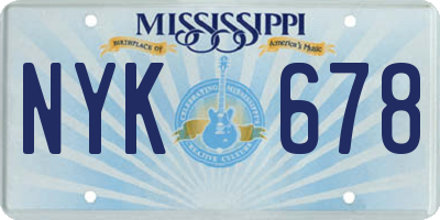 MS license plate NYK678
