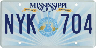 MS license plate NYK704