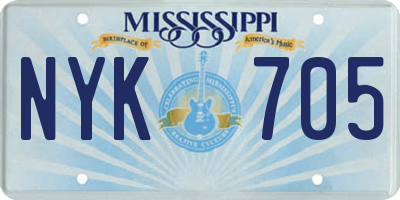 MS license plate NYK705