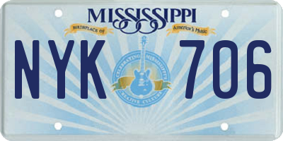 MS license plate NYK706