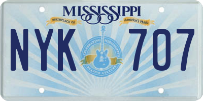 MS license plate NYK707