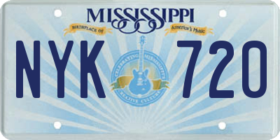 MS license plate NYK720