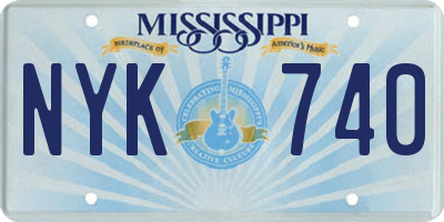 MS license plate NYK740