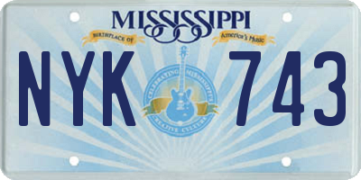 MS license plate NYK743