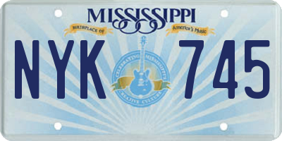 MS license plate NYK745