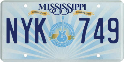 MS license plate NYK749