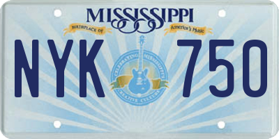 MS license plate NYK750