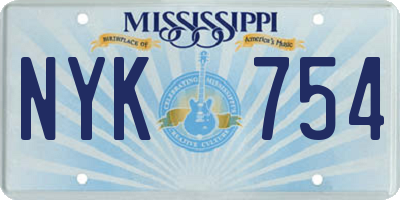 MS license plate NYK754