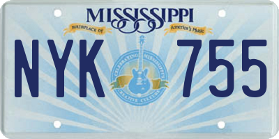 MS license plate NYK755