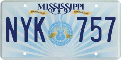 MS license plate NYK757