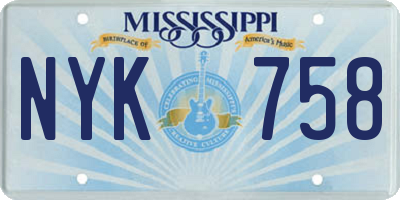 MS license plate NYK758
