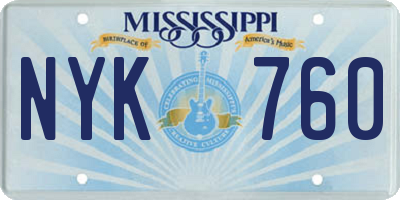 MS license plate NYK760