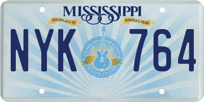 MS license plate NYK764