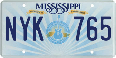 MS license plate NYK765