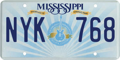 MS license plate NYK768