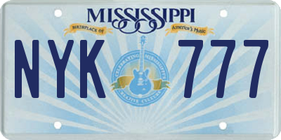 MS license plate NYK777